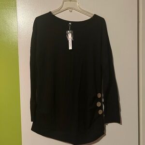 White House Black Market Black Top with Button Detail